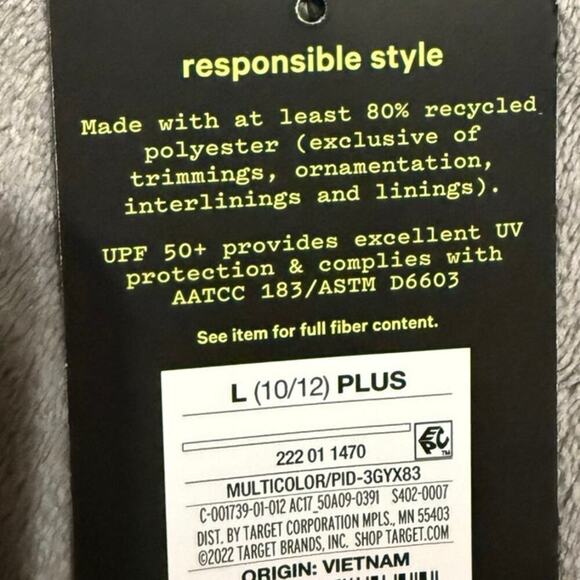 NWT Art Class Big Girl Size Large 10/12 Plus 50+ UPF Long Sleeve Swimsuit Floral - Picture 5 of 11